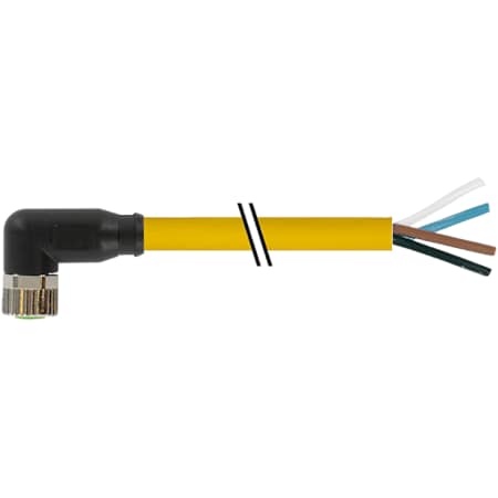 Murrelektronik M8 MALE 90 Degree SNAP-IN, PUR 4x0.25 YELLOW, 5m 7000-08101-0110150